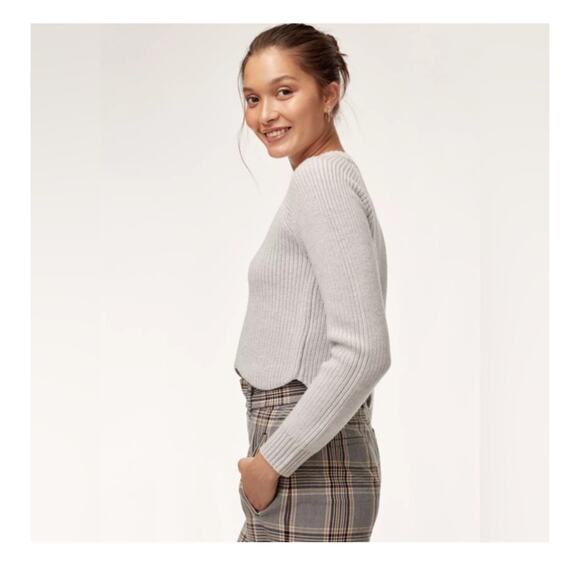 Aritzia Wilfred Sardou Sweater Heather Birch XS Made in Italy 100% Wool - Picture 2 of 12